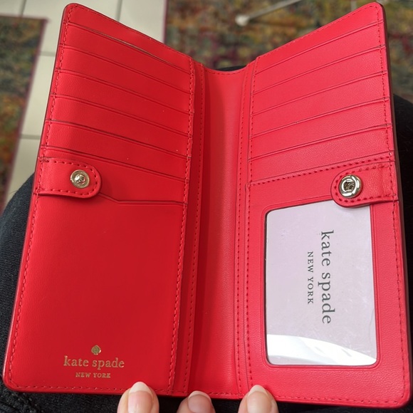 Kate Spade  NWT Long Wallet  Red/ Gold Accents ID Cards Coins  7”L x 3.5”h x 5/8 - Picture 3 of 9
